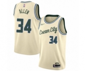 Women's Milwaukee Bucks #34 Ray Allen Swingman Cream Basketball Jersey - 2019-20 City Edition