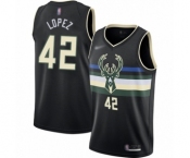 Women's Milwaukee Bucks #42 Robin Lopez Swingman Black Finished Basketball Jersey - Statement Edition