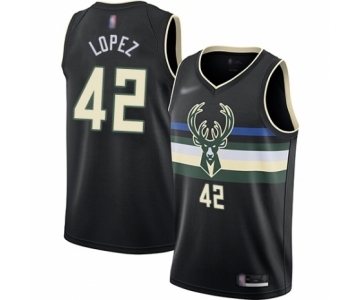 Women's Milwaukee Bucks #42 Robin Lopez Swingman Black Finished Basketball Jersey - Statement Edition