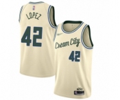 Women's Milwaukee Bucks #42 Robin Lopez Swingman Cream Basketball Jersey - 2019-20 City Edition