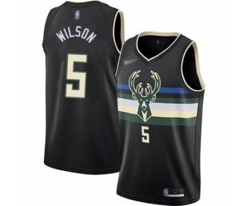 Women's Milwaukee Bucks #5 D. J. Wilson Swingman Black Finished Basketball Jersey - Statement Edition