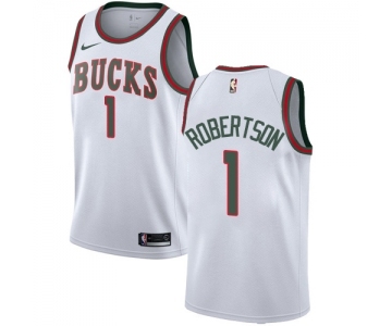 Women's Nike Milwaukee Bucks #1 Oscar Robertson Swingman White Fashion Hardwood Classics NBA Jersey