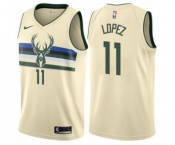 Women's Nike Milwaukee Bucks #11 Brook Lopez Swingman Cream NBA Jersey - City Edition