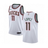 Women's Nike Milwaukee Bucks #11 Brook Lopez Swingman White Fashion Hardwood Classics NBA Jersey