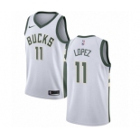 Women's Nike Milwaukee Bucks #11 Brook Lopez Swingman White NBA Jersey - Association Edition