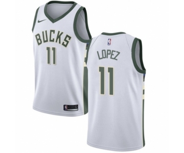 Women's Nike Milwaukee Bucks #11 Brook Lopez Swingman White NBA Jersey - Association Edition