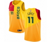 Women's Nike Milwaukee Bucks #11 Brook Lopez Swingman Yellow NBA Jersey - City Edition