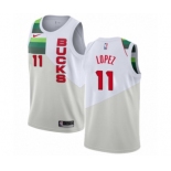 Women's Nike Milwaukee Bucks #11 Brook Lopez White Swingman Jersey - Earned Edition