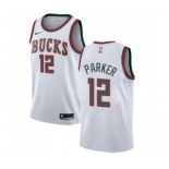 Women's Nike Milwaukee Bucks #12 Jabari Parker Swingman White Fashion Hardwood Classics NBA Jersey