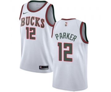 Women's Nike Milwaukee Bucks #12 Jabari Parker Swingman White Fashion Hardwood Classics NBA Jersey