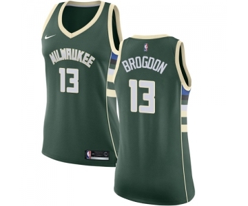 Women's Nike Milwaukee Bucks #13 Malcolm Brogdon Swingman Green Road NBA Jersey - Icon Edition