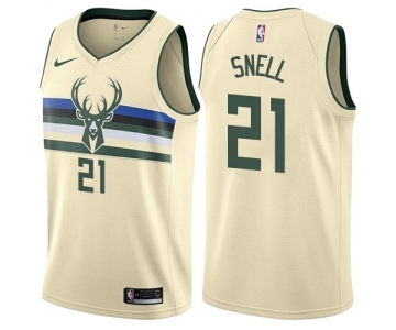 Women's Nike Milwaukee Bucks #21 Tony Snell Swingman Cream NBA Jersey - City Edition