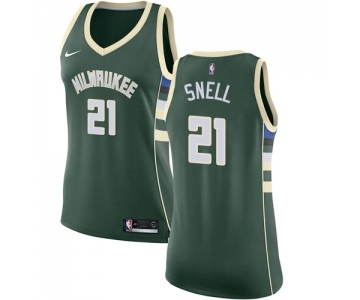 Women's Nike Milwaukee Bucks #21 Tony Snell Swingman Green Road NBA Jersey - Icon Edition