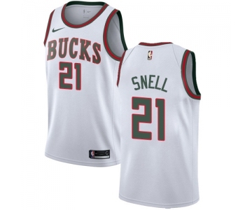 Women's Nike Milwaukee Bucks #21 Tony Snell Swingman White Fashion Hardwood Classics NBA Jersey