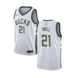 Women's Nike Milwaukee Bucks #21 Tony Snell Swingman White Home NBA Jersey - Association Edition