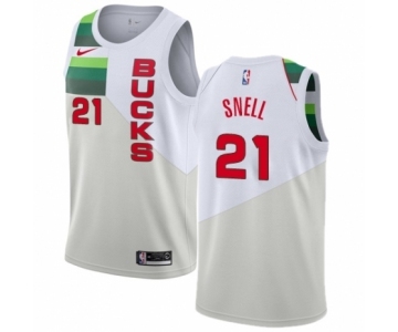 Women's Nike Milwaukee Bucks #21 Tony Snell White Swingman Jersey - Earned Edition