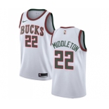 Women's Nike Milwaukee Bucks #22 Khris Middleton Swingman White Fashion Hardwood Classics NBA Jersey