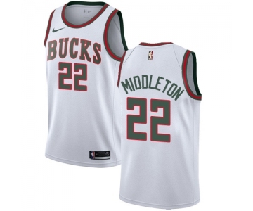 Women's Nike Milwaukee Bucks #22 Khris Middleton Swingman White Fashion Hardwood Classics NBA Jersey