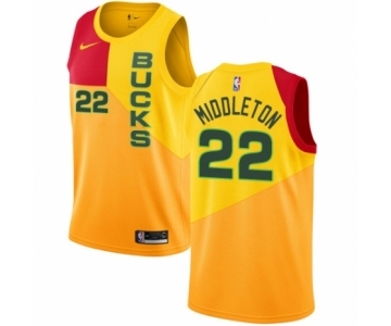 Women's Nike Milwaukee Bucks #22 Khris Middleton Swingman Yellow NBA Jersey - City Edition