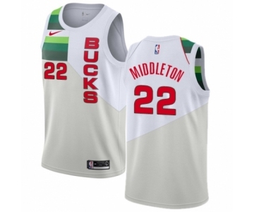 Women's Nike Milwaukee Bucks #22 Khris Middleton White Swingman Jersey - Earned Edition