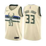 Women's Nike Milwaukee Bucks #33 Kareem Abdul-Jabbar Swingman Cream NBA Jersey - City Edition