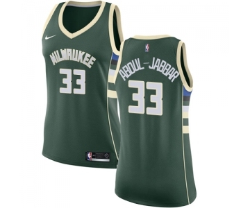 Women's Nike Milwaukee Bucks #33 Kareem Abdul-Jabbar Swingman Green Road NBA Jersey - Icon Edition