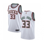 Women's Nike Milwaukee Bucks #33 Kareem Abdul-Jabbar Swingman White Fashion Hardwood Classics NBA Jersey