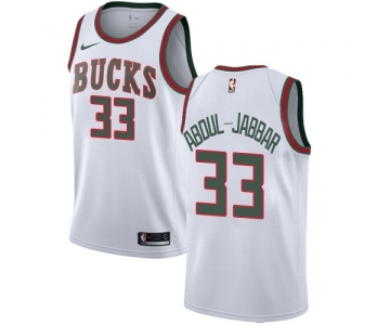 Women's Nike Milwaukee Bucks #33 Kareem Abdul-Jabbar Swingman White Fashion Hardwood Classics NBA Jersey