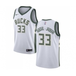 Women's Nike Milwaukee Bucks #33 Kareem Abdul-Jabbar Swingman White Home NBA Jersey - Association Edition