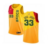 Women's Nike Milwaukee Bucks #33 Kareem Abdul-Jabbar Swingman Yellow NBA Jersey - City Edition