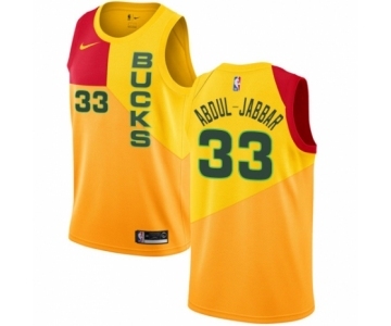 Women's Nike Milwaukee Bucks #33 Kareem Abdul-Jabbar Swingman Yellow NBA Jersey - City Edition