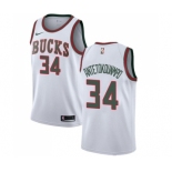 Women's Nike Milwaukee Bucks #34 Giannis Antetokounmpo Swingman White Fashion Hardwood Classics NBA Jersey