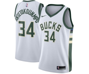 Women's Nike Milwaukee Bucks #34 Giannis Antetokounmpo Swingman White Home NBA Jersey - Association Edition