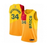 Women's Nike Milwaukee Bucks #34 Giannis Antetokounmpo Swingman Yellow NBA Jersey - City Edition