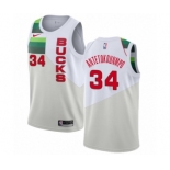 Women's Nike Milwaukee Bucks #34 Giannis Antetokounmpo White Swingman Jersey - Earned Edition