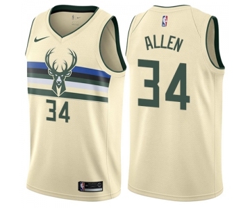 Women's Nike Milwaukee Bucks #34 Ray Allen Swingman Cream NBA Jersey - City Edition