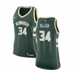 Women's Nike Milwaukee Bucks #34 Ray Allen Swingman Green Road NBA Jersey - Icon Edition