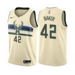 Women's Nike Milwaukee Bucks #42 Vin Baker Swingman Cream NBA Jersey - City Edition