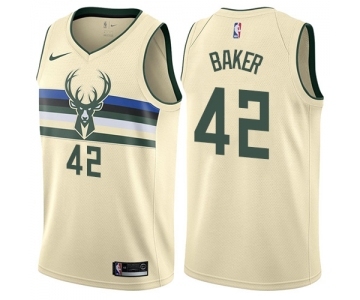 Women's Nike Milwaukee Bucks #42 Vin Baker Swingman Cream NBA Jersey - City Edition