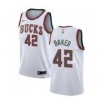 Women's Nike Milwaukee Bucks #42 Vin Baker Swingman White Fashion Hardwood Classics NBA Jersey