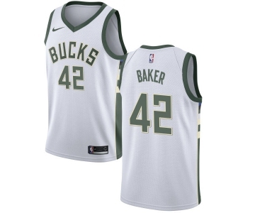 Women's Nike Milwaukee Bucks #42 Vin Baker Swingman White Home NBA Jersey - Association Edition