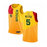 Women's Nike Milwaukee Bucks #5 D. J. Wilson Swingman Yellow NBA Jersey - City Edition