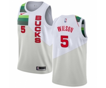 Women's Nike Milwaukee Bucks #5 D. J. Wilson White Swingman Jersey - Earned Edition