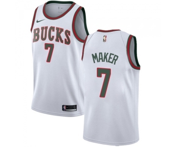 Women's Nike Milwaukee Bucks #7 Thon Maker Swingman White Fashion Hardwood Classics NBA Jersey