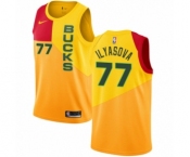 Women's Nike Milwaukee Bucks #77 Ersan Ilyasova Swingman Yellow NBA Jersey - City Edition