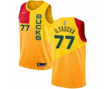 Women's Nike Milwaukee Bucks #77 Ersan Ilyasova Swingman Yellow NBA Jersey - City Edition