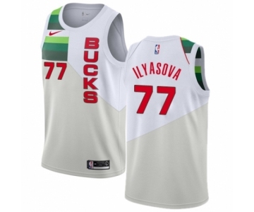 Women's Nike Milwaukee Bucks #77 Ersan Ilyasova White Swingman Jersey - Earned Edition