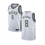 Women's Nike Milwaukee Bucks #8 Matthew Dellavedova Swingman White Home NBA Jersey - Association Edition