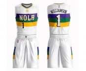 Women's New Orleans Pelicans #1 Zion Williamson Swingman White Basketball Suit Jersey - City Edition