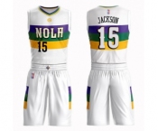 Women's New Orleans Pelicans #15 Frank Jackson Swingman White Basketball Suit Jersey - City Edition